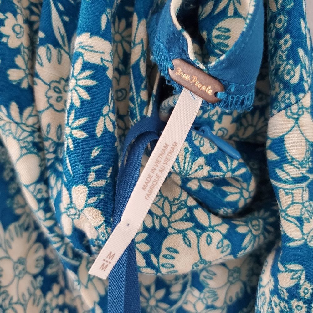 New Free People Bon Voyage Floral Print Woven Midi Dress In Blue Combo Size M - Picture 5 of 9